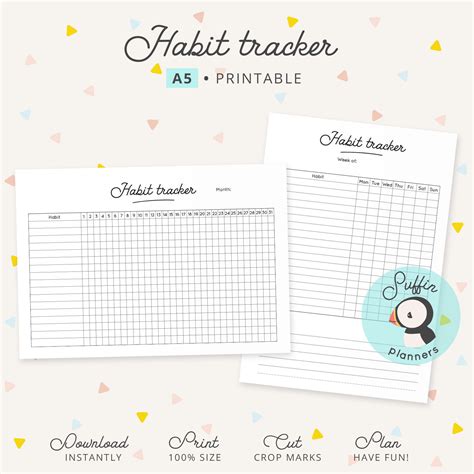 A5 Habit Tracker A5 Ring Habit Tracker Printable Habit Etsy