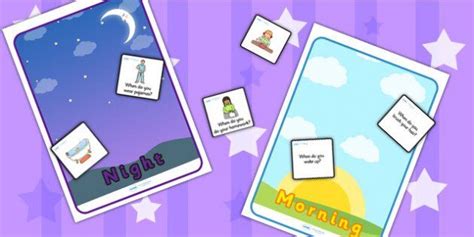 Morning And Night Sorting Activity Image And Word Cards Sorting