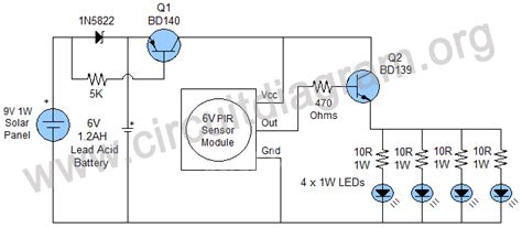 Our all in one solar street light products are waterproof and dustproof. Motion Sensor Solar Outdoor Light | Circuit Diagram