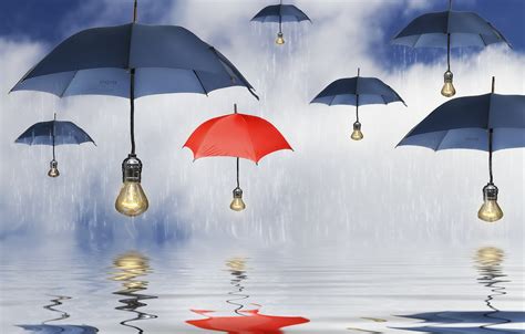 Wallpaper Water Reflection Rain Umbrellas Umbrellas Light Bulb