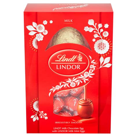 Lindt Milk Chocolate Egg With Lindor Milk Mini Eggs 215g Easter Eggs