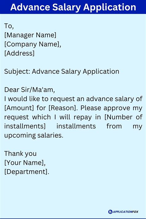 9 Samples Application For Advance Salary