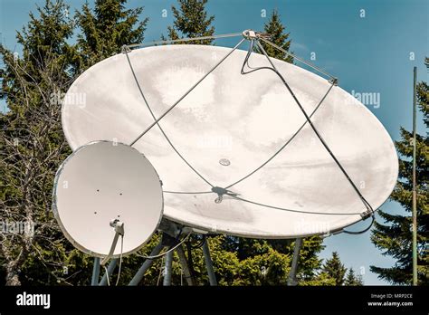 Two Big Satellite Dish Outdoor Parabolic Antenna Satellite