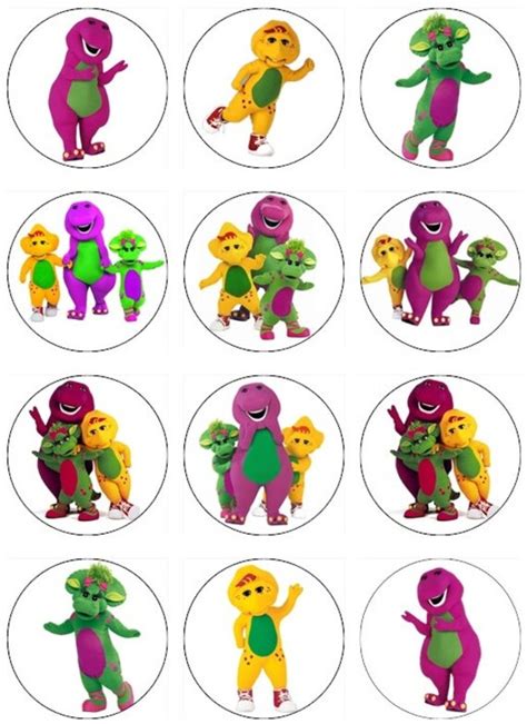 Items Similar To Barney Edible Cupcake Toppers 12 Barnie Edible Images