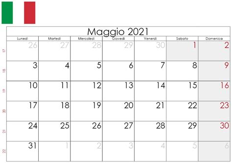 Calendario Maggio 2021 Da Stampare Gratuitamente 🇮🇹