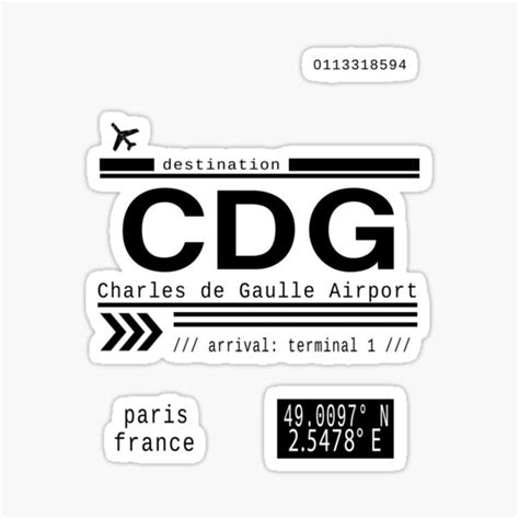 Cdg Charles De Gaulle Airport Paris France Call Letters Sticker For
