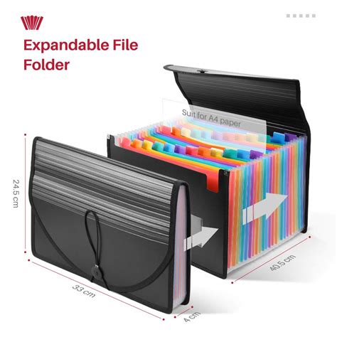 Buy Yissvic 24 Pockets Expanding Files Folder With Cover Accordian