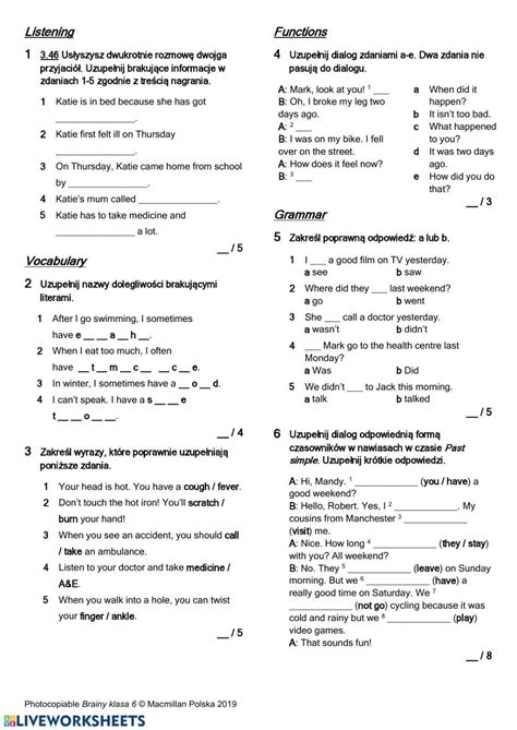 Brainy 6 unit 6 - Interactive worksheet | English as a second language