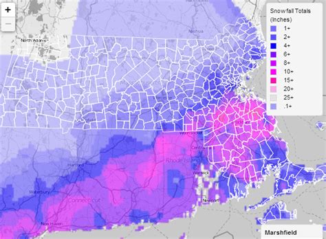 Interactive Map Snowfall Totals Across Massachusetts Wbur News