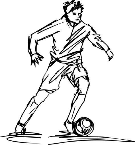 Sketch Of Soccer Player Kicking Ball Vector Illustration Royalty Free