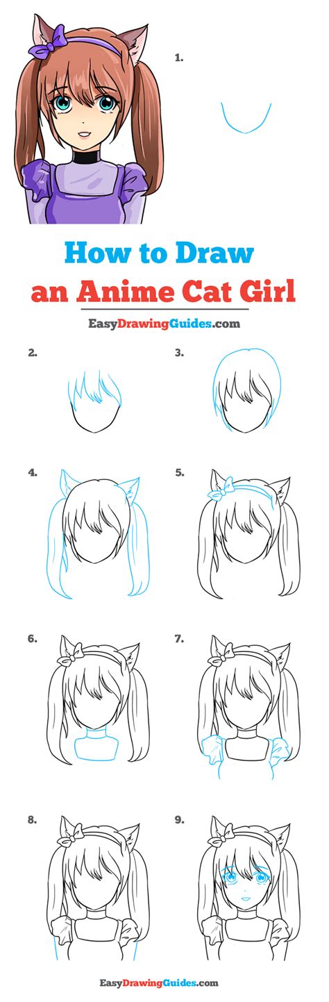 How to draw anime neko anime drawing tutorial for beginners real time drawing : How to Draw an Anime Cat Girl - Really Easy Drawing Tutorial