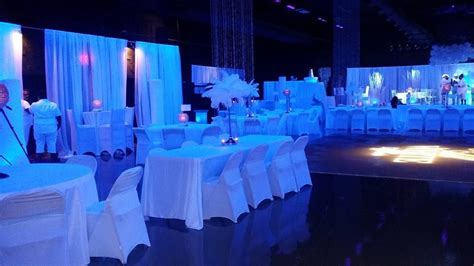 All White Party White Party Decorations Blue Uplighting Elegant