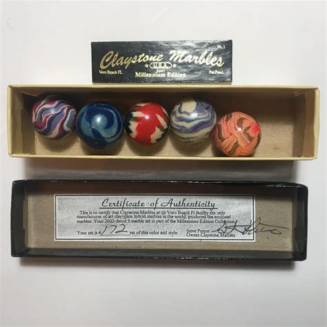 Vintage Toy Marbles Boxed Mixed Set 172 Handmade Polymer Clay Glass 58