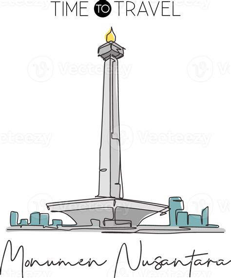 Free One Single Line Drawing Monas Landmark Iconic Place In Jakarta