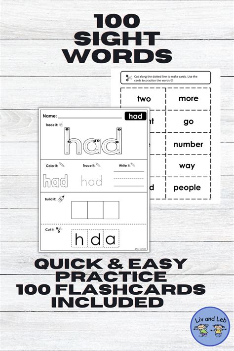 The Sight Words Worksheet Is Shown In Black And White