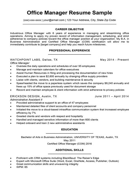 Career Objective For Resume For Business Management I Am Looking For