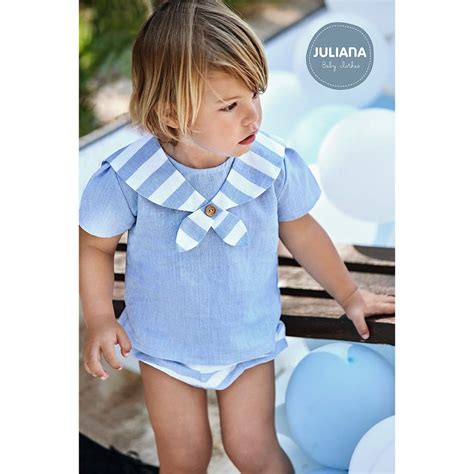 Juliana Baby Clothes Boys Linen Jampant Set Pale Blue Childrens