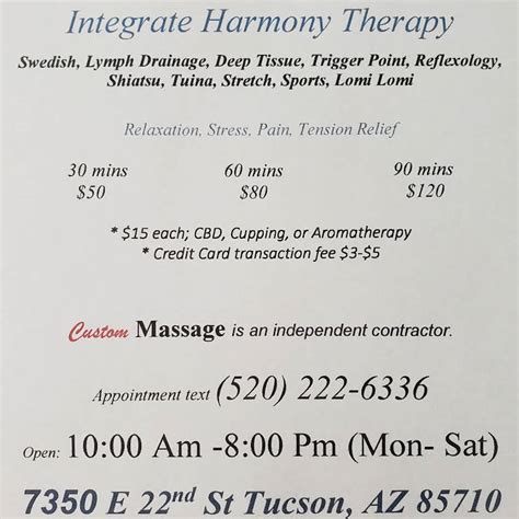 Custom Massage Llc Massage Therapy In Tucson