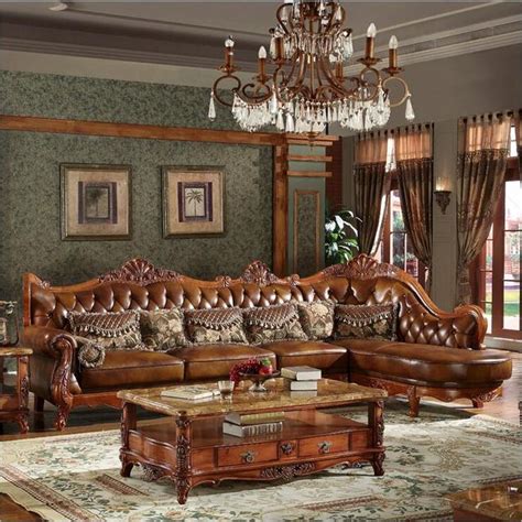 High Quality European Antique Living Room Sofa Furniture Genuine