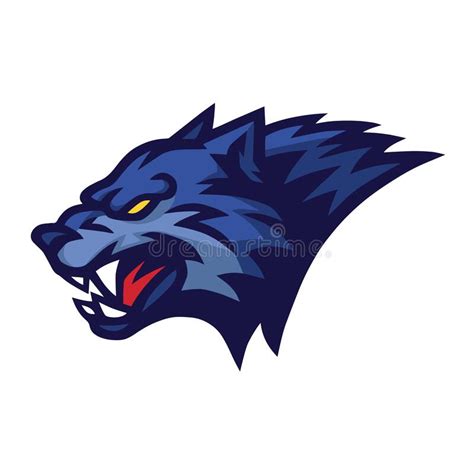 Angry Wolf Head Logo Sports Mascot Design Vector Illustration Stock