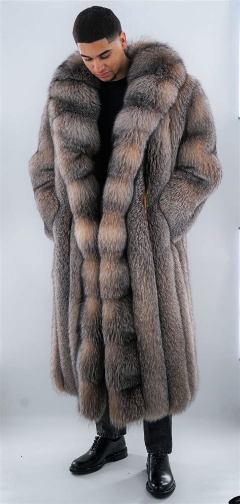 Mens Crystal Fox Coat 2736 Mens Fur Coat Fur Coat Outfit Black Fur