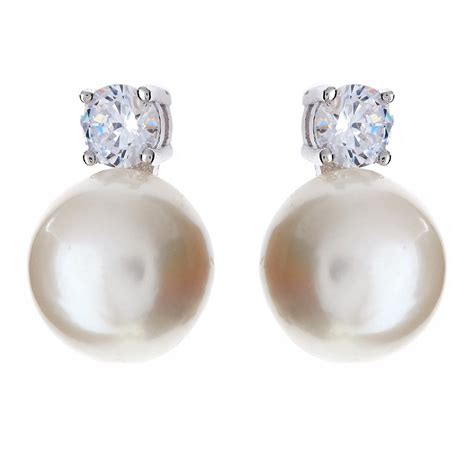 E1570 Freshwater Pearl And Cz Stud Earrings Alex Bros Jewellers