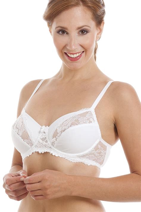 Camille Womens Full Cup Underwired Floral Lace Bra Black White Or