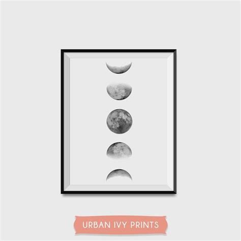 Vertical Moon Phases Wall Art Printable Black And White Moon Phases