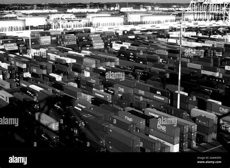 Freight Shipping Containers At The Docks Stock Photo Alamy