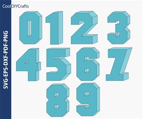 3d Numbers Svg Files For Cricut 3d Numbers Svg 0 To 9 3d Etsy