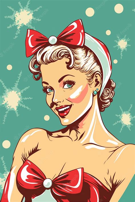 premium vector sexy pop art santa girl pin up santa girl vector illustration for a card or poster