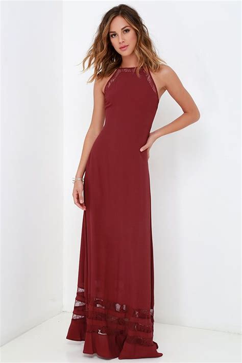 Spellbound And Determined Wine Red Lace Maxi Dress Moda Moda