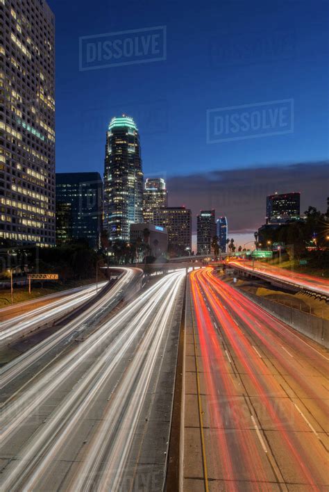 110 Freeway And Downtown Los Angeles Stock Photo Dissolve