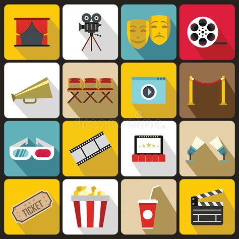Theatre Icons Set Flat Style Stock Illustrations 264 Theatre Icons