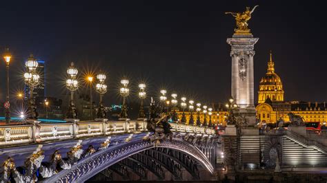 4k 5k Alexander Iii Bridge France Bridges Sculptures Paris Night