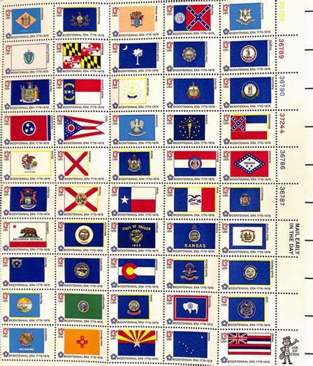 Johns Island All 50 State Flags On Postage Stamps 1976