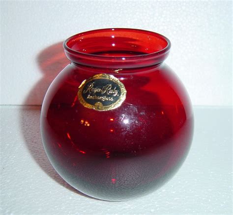 Anchor Hocking Royal Ruby Bulbous Vase With Label Sold On Ruby Lane