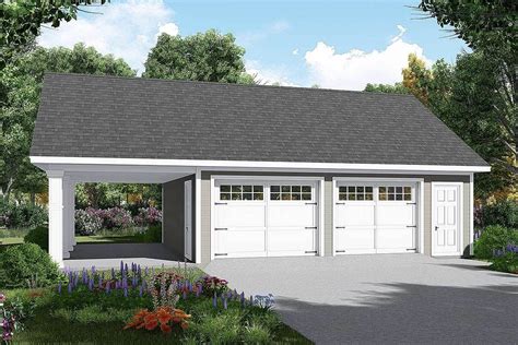 Plan 51185mm Detached Garage Plan With Carport Garage Door Design