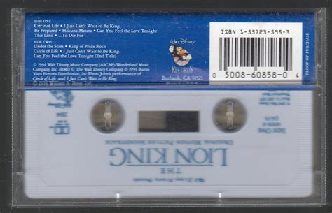 The Lion King Original Soundtrack 1994 Walt Disney C14 Cassette Tape