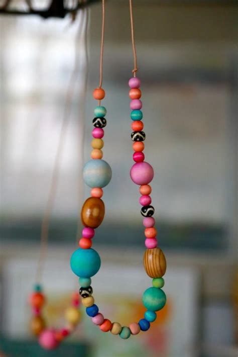Wood Crafts For Kids Necklace Wood Bead Necklace Diy Wooden Bead