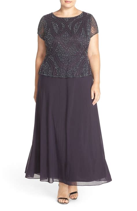 pisarro nights beaded mock two piece gown plus szie available at nordstrom grey plus size