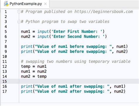Python Program To Swap Two Numbers