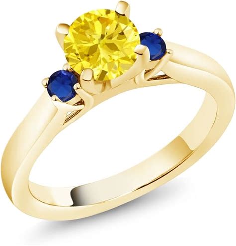 Gem Stone King 1 76 Ct Zirconia Created Sapphire 18K Yellow Gold