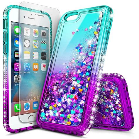 For Apple Iphone 6 6s 7 8 Plus Case Liquid Glitter Bling Cover Tempered Glass Click The Picture