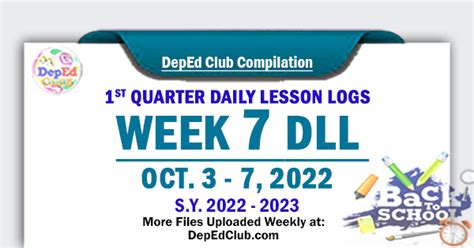 Week 7 Quarter 1 Daily Lesson Log Oct 3 7 2022 Dll Update