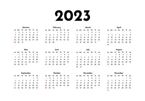 Calendario Para 2023 Aislado En Un Fondo Blanco Domingo A Lunes