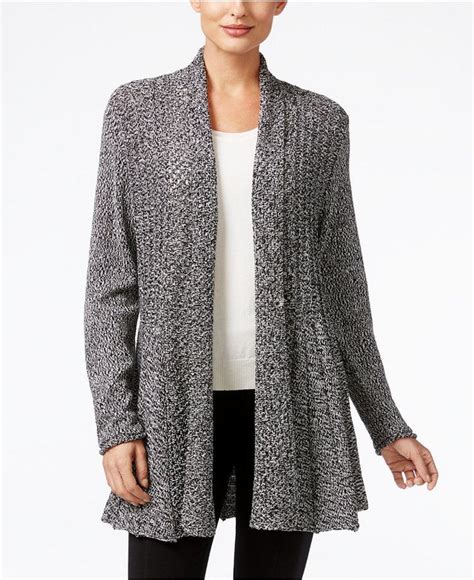 Ny Collection Marled Knit Open Front Cardigan Cardigan Marled Knit