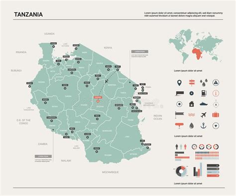 Carte Politique De La Tanzanie Illustration De Vecteur Illustration