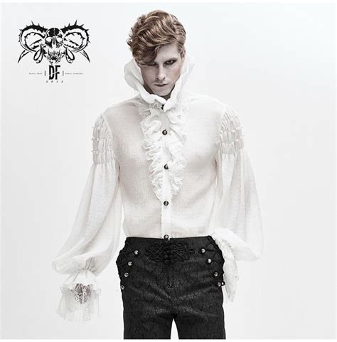 Gothic Button Up White Shirt In 2021 White Shirt Men Gothic Shirts Lace Up T Shirt