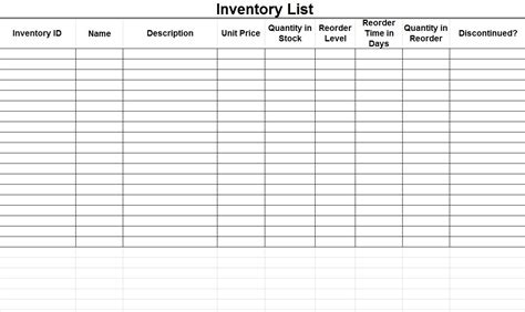 Microsoft Inventory Template Microsoft Inventory Template Free